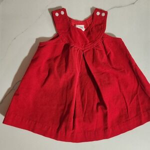 Vintage 80s Happy Kids Red Corduroy Pinafore Dress Size 2 Toddler‎ Baby
